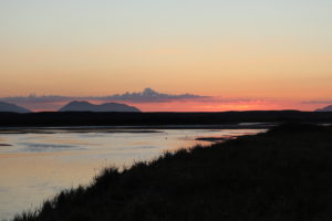 Alaska sunset volcano Bay